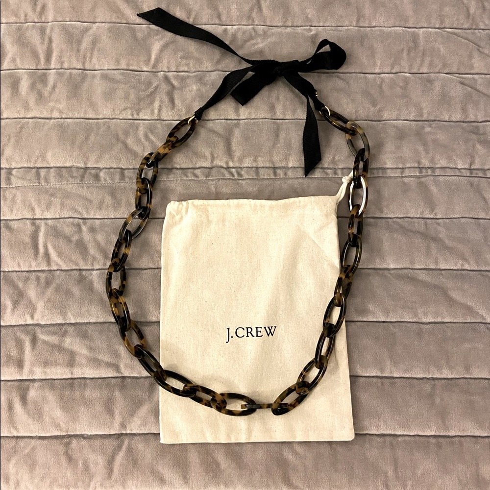 JCrew tortoise link ribbon necklace